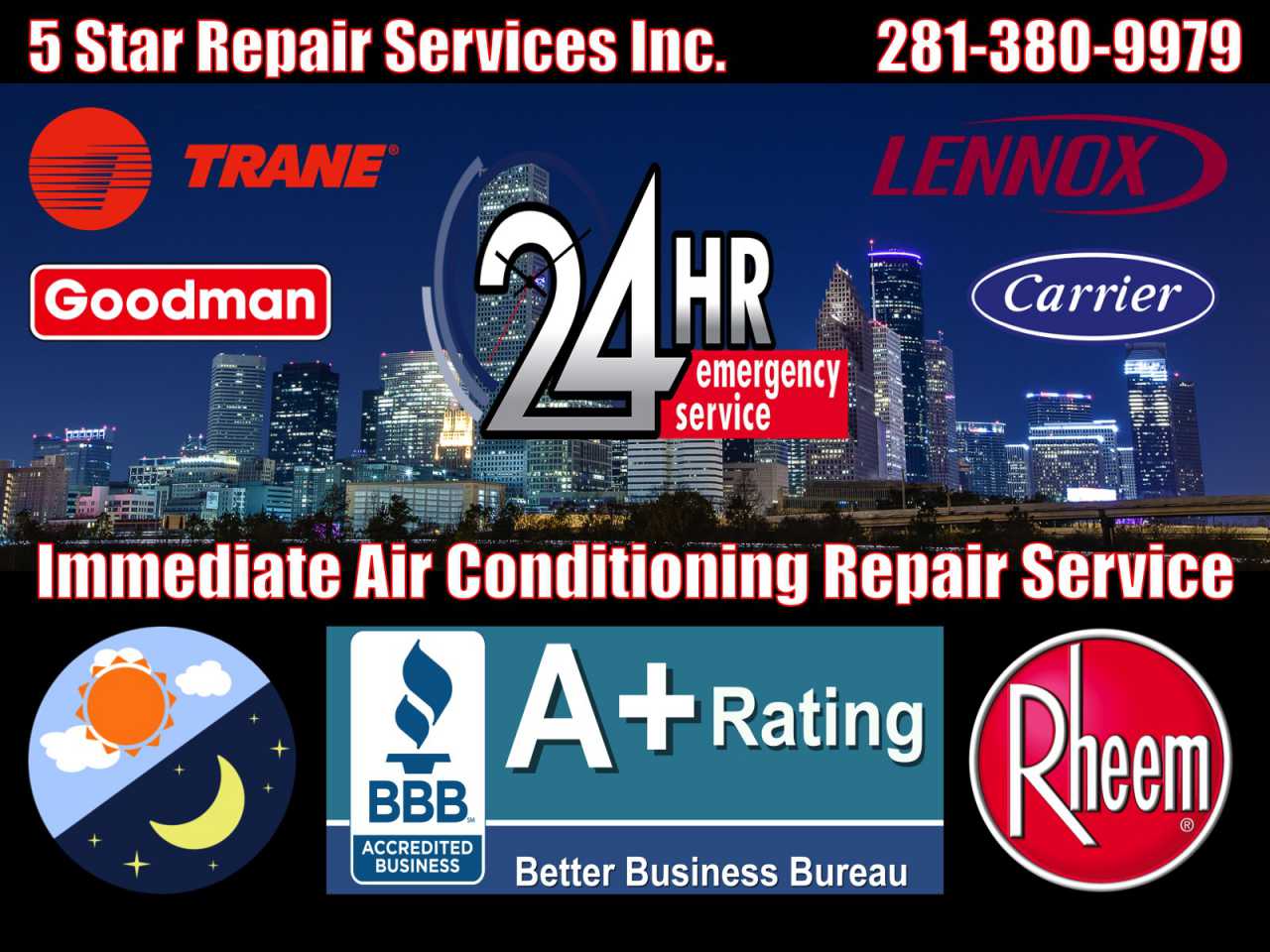 Best 24 Hour Emergency AC HVAC Repair Service Galleria 77056 77057 77215 77257